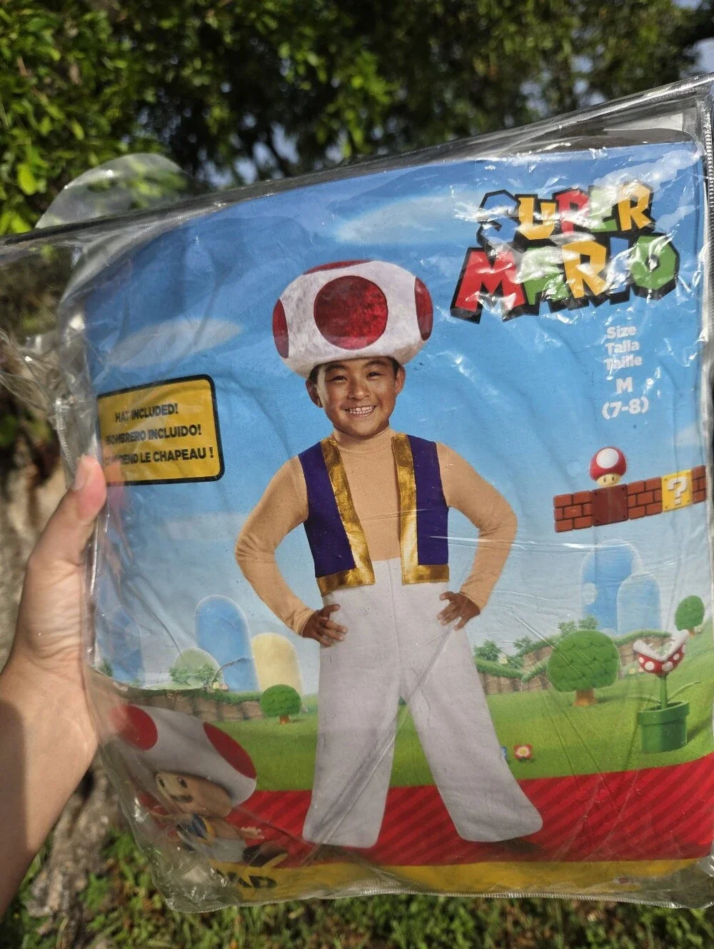 Super Mario Toad deluxe child costume - Size medium (7-8)